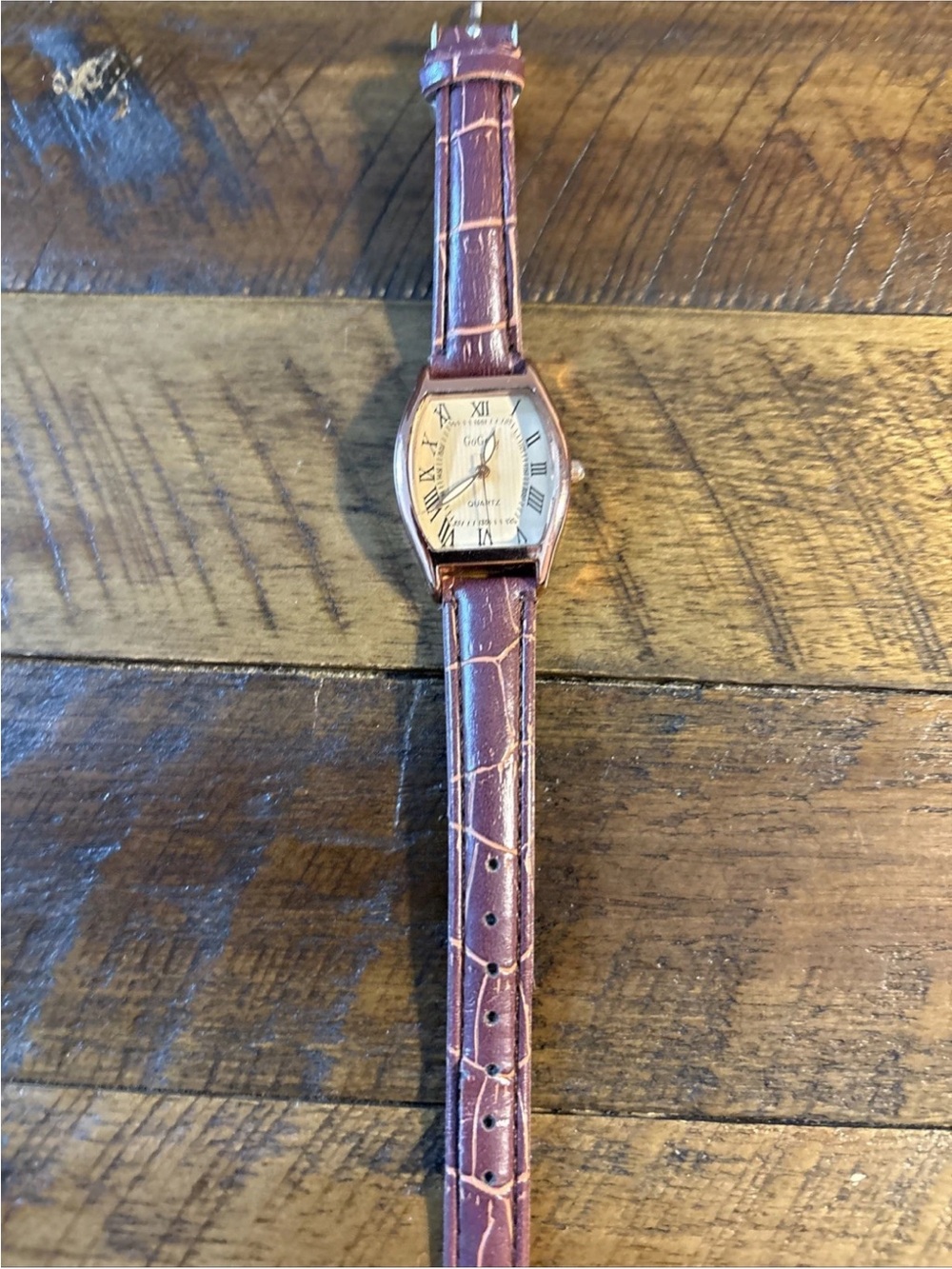 GoGoey Quartz Watch Women's Brown Leather Strap with Gold-Tone Case